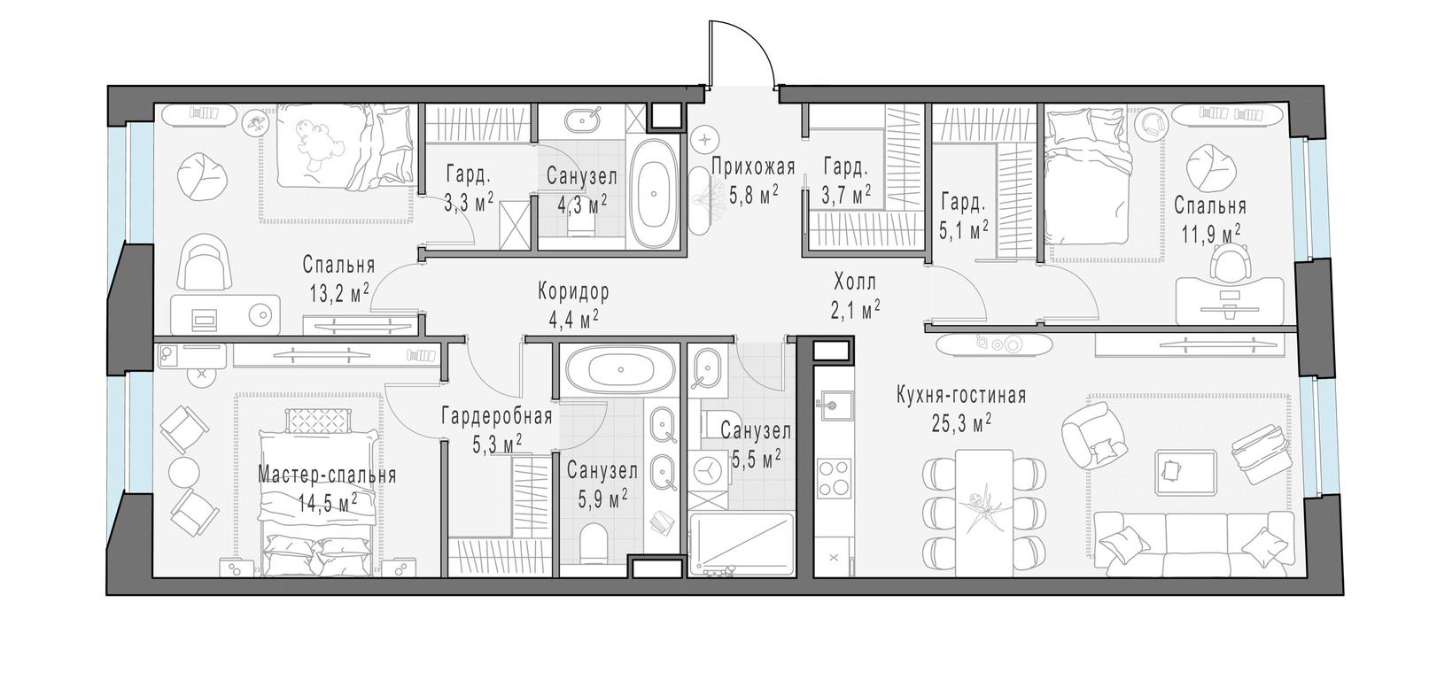 2-BD Apartment Sale, 112.1平方米 at Foriver, Simonovskaya Embankment, 3к1, Moscow, Russia #1 2-BD Apartment Sale, 112.1平方米 at Foriver, Simonovskaya Embankment, 3к1, Moscow, Russia #1