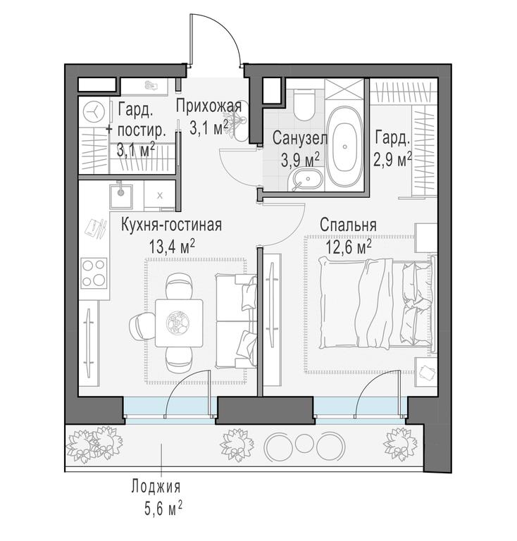 1-BD Apartment Sale, 41.9 sq. m. at Foriver, Simonovskaya Embankment, 3к1, Moscow, Russia #1 1-BD Apartment Sale, 41.9 sq. m. at Foriver, Simonovskaya Embankment, 3к1, Moscow, Russia #1