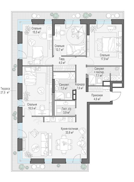 3-BD Apartment Sale, 140.7平方米 at Foriver, Simonovskaya Embankment, 3к1, Moscow, Russia #1 3-BD Apartment Sale, 140.7平方米 at Foriver, Simonovskaya Embankment, 3к1, Moscow, Russia #1