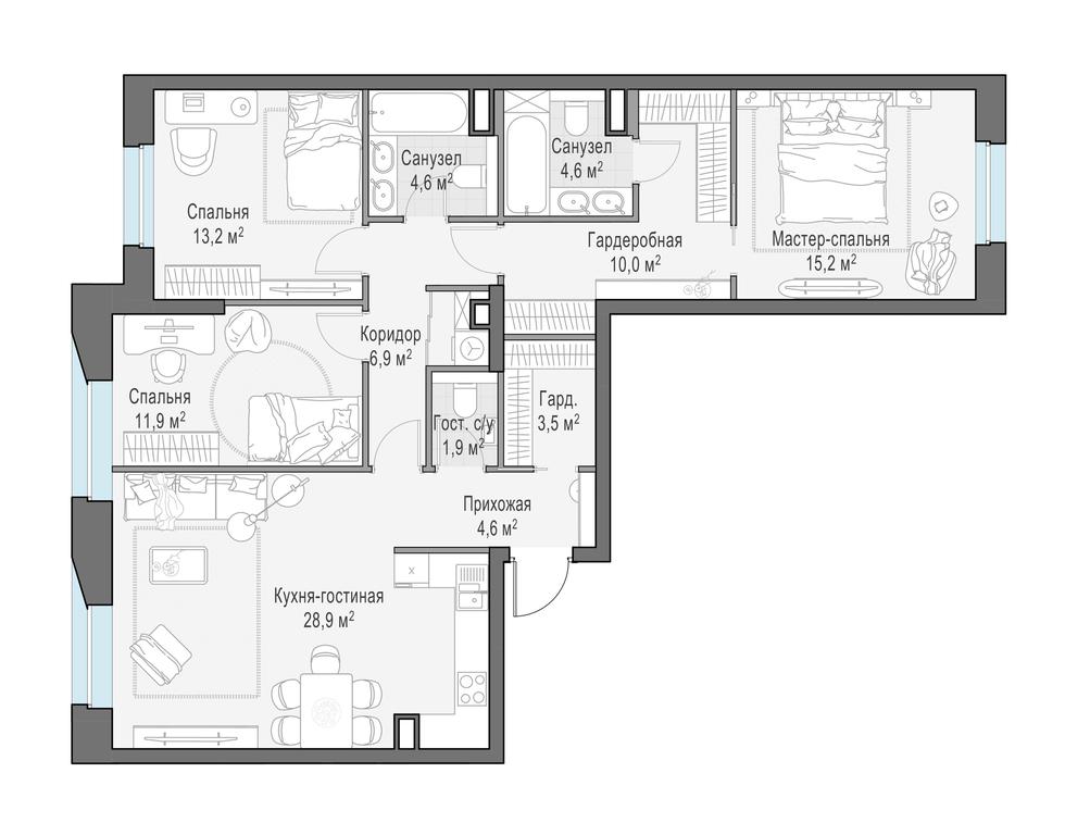 2-BD Apartment Sale, 105.7 sq. m. at Foriver, Simonovskaya Embankment, 3к1, Moscow, Russia #1 2-BD Apartment Sale, 105.7 sq. m. at Foriver, Simonovskaya Embankment, 3к1, Moscow, Russia #1
