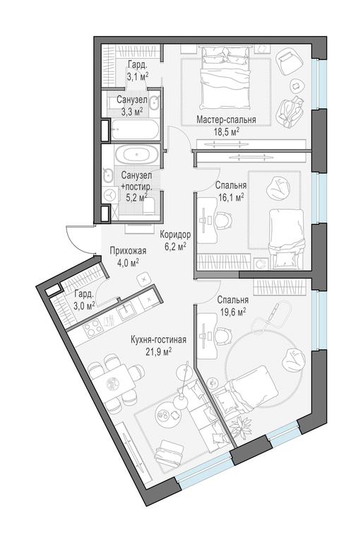 2-BD Apartment Sale, 102.3平方米 at Foriver, Simonovskaya Embankment, 3к1, Moscow, Russia #1 2-BD Apartment Sale, 102.3平方米 at Foriver, Simonovskaya Embankment, 3к1, Moscow, Russia #1