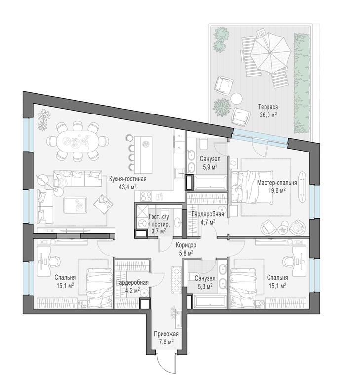 2-BD Apartment Sale, 139.6 sq. m. at Foriver, Simonovskaya Embankment, 3к1, Moscow, Russia #1 2-BD Apartment Sale, 139.6 sq. m. at Foriver, Simonovskaya Embankment, 3к1, Moscow, Russia #1