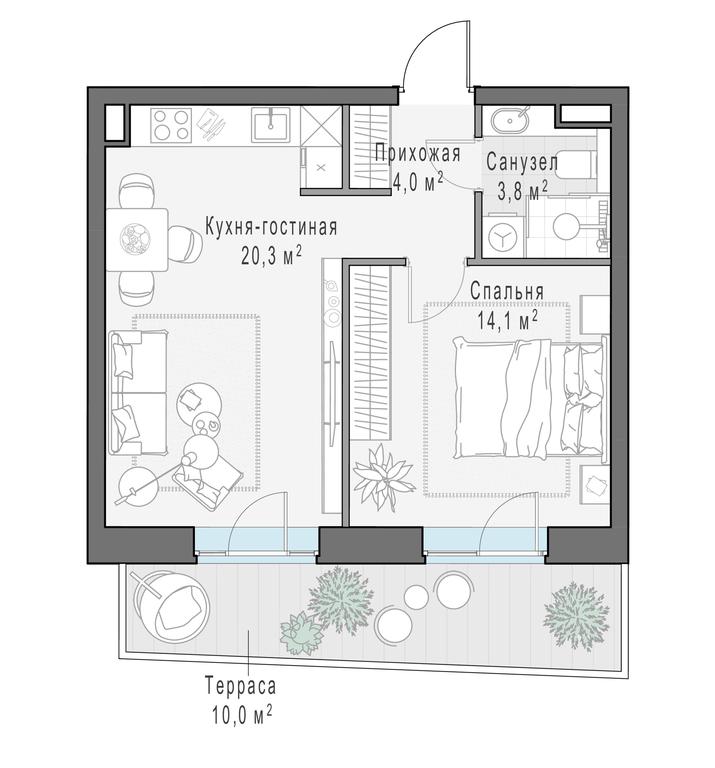 1-BD Apartment Sale, 45.6平方米 at Foriver, Simonovskaya Embankment, 3к1, Moscow, Russia #1 1-BD Apartment Sale, 45.6平方米 at Foriver, Simonovskaya Embankment, 3к1, Moscow, Russia #1