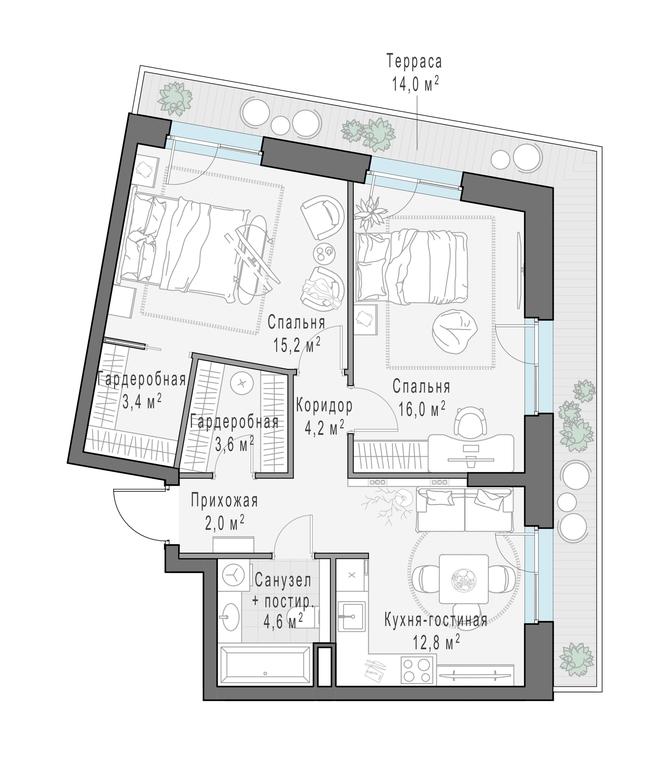 2-BD Apartment Sale, 66.2平方米 at Foriver, Simonovskaya Embankment, 3к1, Moscow, Russia #1 2-BD Apartment Sale, 66.2平方米 at Foriver, Simonovskaya Embankment, 3к1, Moscow, Russia #1