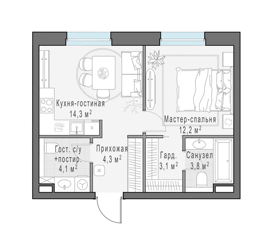 1-BD Apartment Sale, 42.3 sq. m. at Foriver, Simonovskaya Embankment, 3к1, Moscow, Russia #1 1-BD Apartment Sale, 42.3 sq. m. at Foriver, Simonovskaya Embankment, 3к1, Moscow, Russia #1