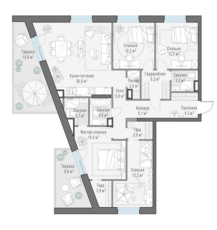 3-BD Apartment Sale, 130平方米 at Foriver, Simonovskaya Embankment, 3к1, Moscow, Russia #1