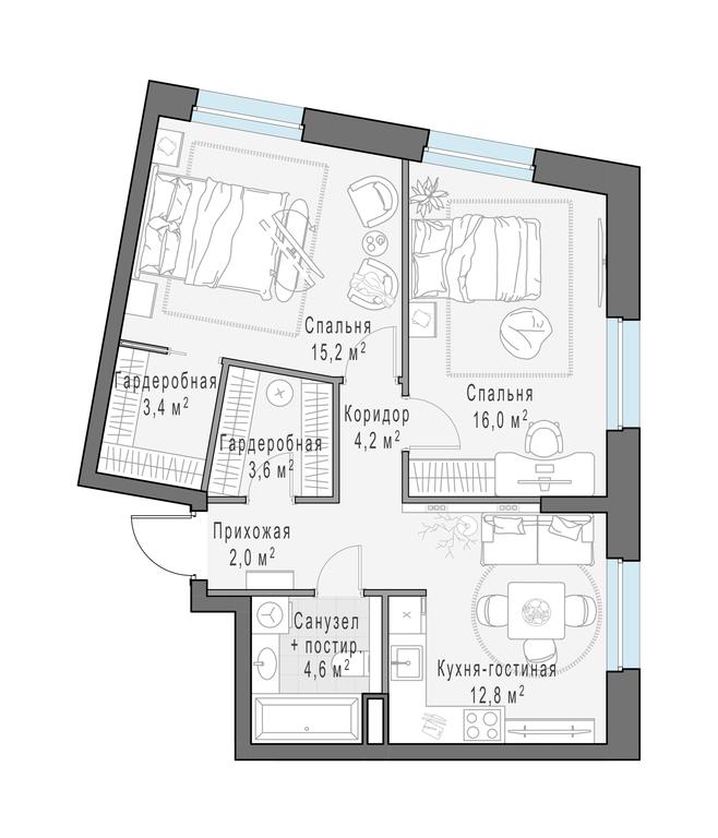 1-BD Apartment Sale, 62 sq. m. at Foriver, Simonovskaya Embankment, 3к1, Moscow, Russia #1 1-BD Apartment Sale, 62 sq. m. at Foriver, Simonovskaya Embankment, 3к1, Moscow, Russia #1