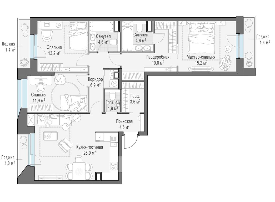 2-BD Apartment Sale, 107.6 sq. m. at Foriver, Simonovskaya Embankment, 3к1, Moscow, Russia #1 2-BD Apartment Sale, 107.6 sq. m. at Foriver, Simonovskaya Embankment, 3к1, Moscow, Russia #1