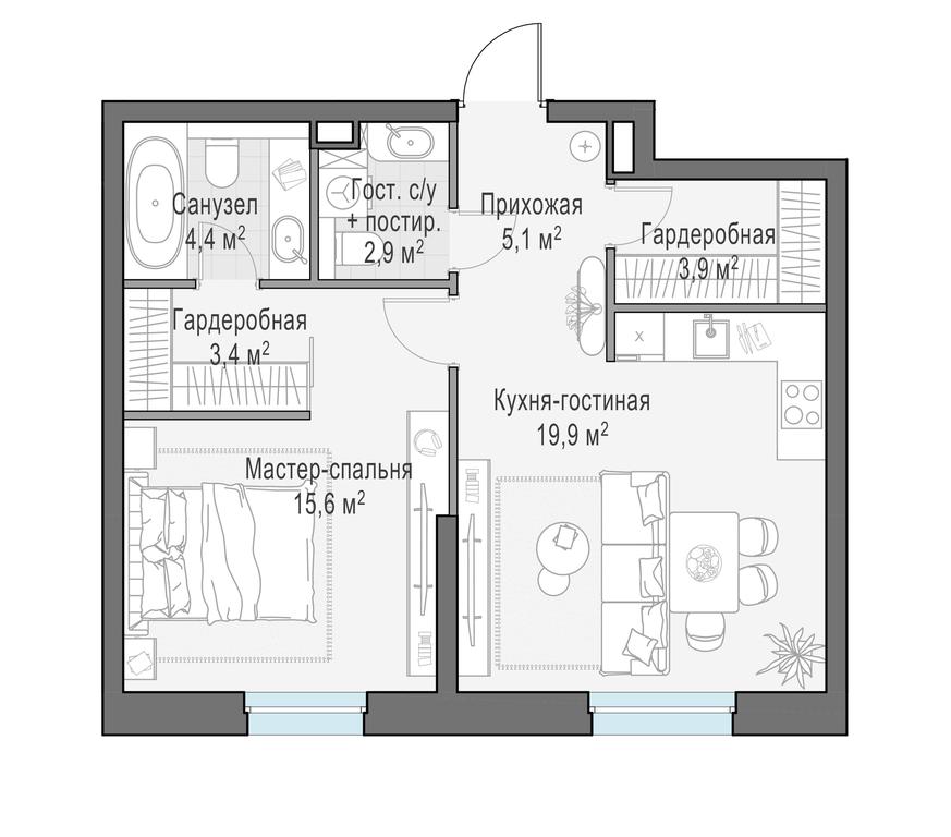 1-BD Apartment Sale, 55平方米 at Foriver, Simonovskaya Embankment, 3к1, Moscow, Russia #1 1-BD Apartment Sale, 55平方米 at Foriver, Simonovskaya Embankment, 3к1, Moscow, Russia #1