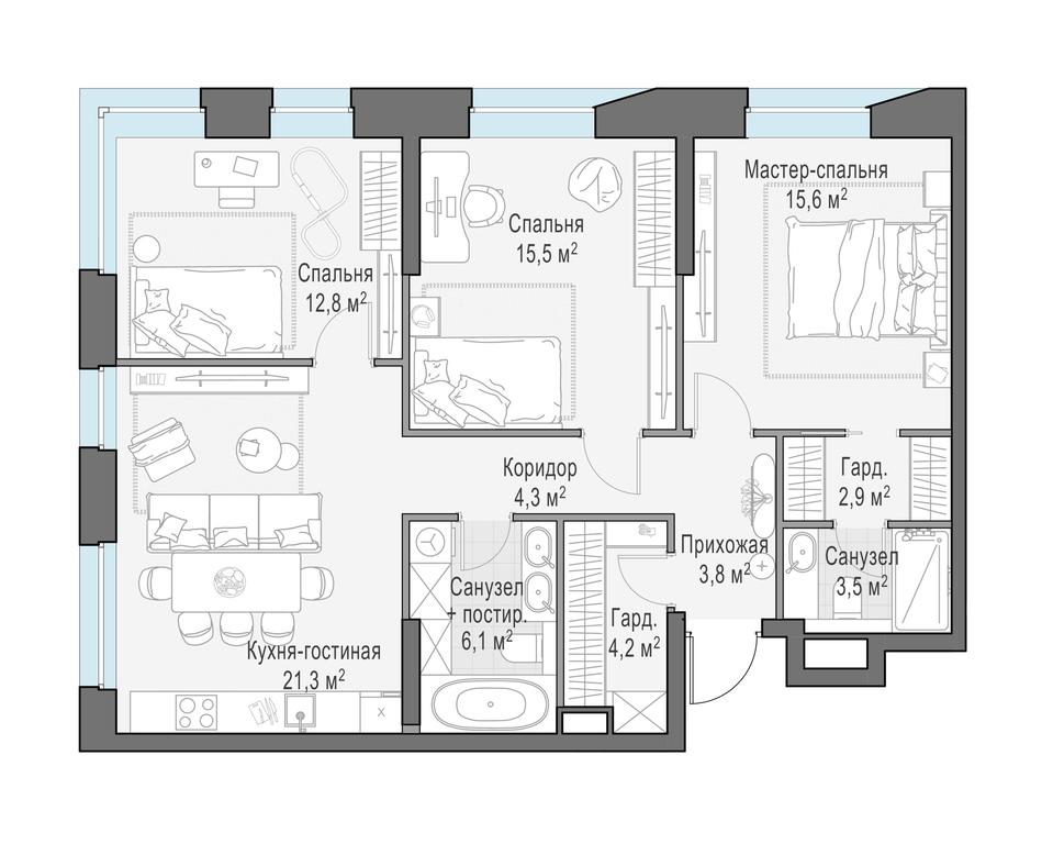 2-BD Apartment Sale, 90平方米 at Foriver, Simonovskaya Embankment, 3к1, Moscow, Russia #1 2-BD Apartment Sale, 90平方米 at Foriver, Simonovskaya Embankment, 3к1, Moscow, Russia #1