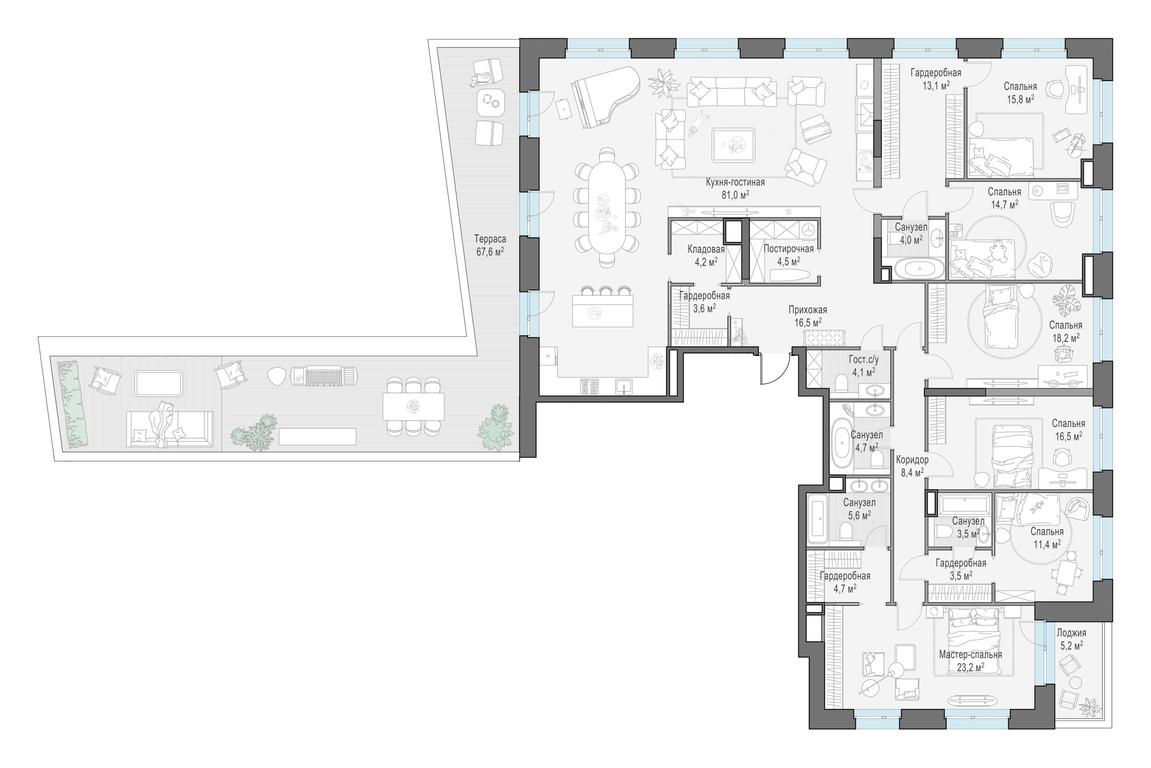 5-BD Apartment Sale, 284.8 sq. m. at Foriver, Simonovskaya Embankment, 3к1, Moscow, Russia #1