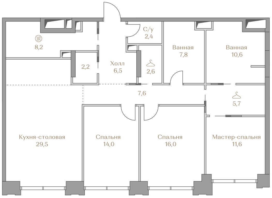 3-BD Apartment Sale, 124.7 sq. m. at Luzhniki Collection, Luzhnetskaya Embankment, 2/4с17, Moscow, Russia #1