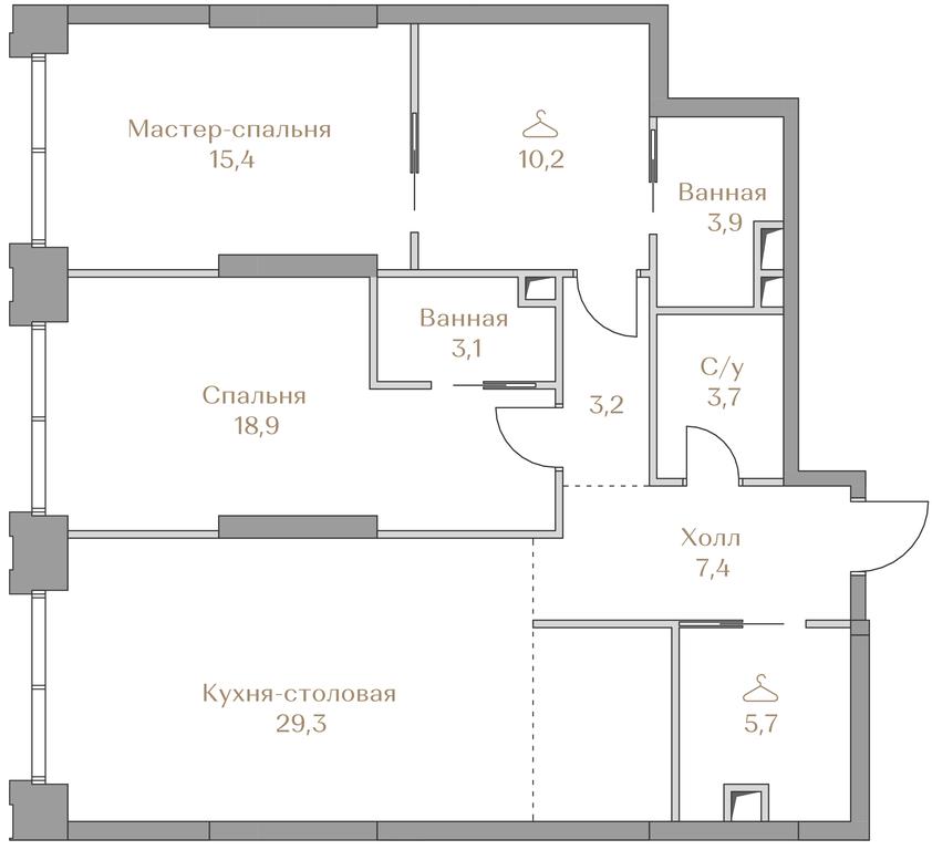 2-BD Apartment Sale, 100.8 sq. m. at Luzhniki Collection, Luzhnetskaya Embankment, 2/4с17, Moscow, Russia #1