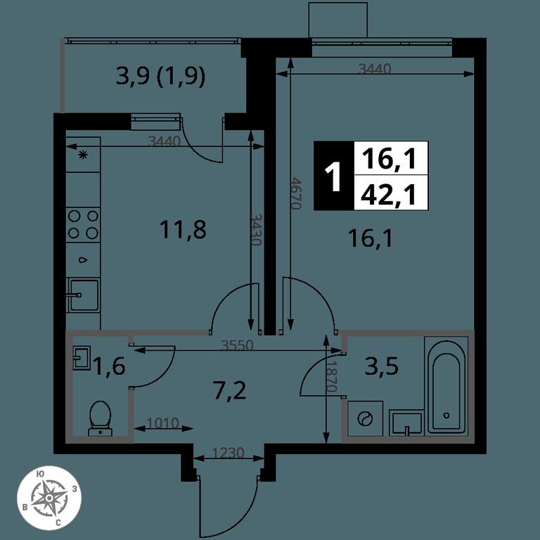 1-BD Apartment Sale, 42.1 sq. m. at Pervy Yuzhny, zhiloy kompleks Pervy Yuzhny, Leninskiy City District, Moscow Region, Russia #2 1-BD Apartment Sale, 42.1 sq. m. at Pervy Yuzhny, zhiloy kompleks Pervy Yuzhny, Leninskiy City District, Moscow Region, Russia #2
