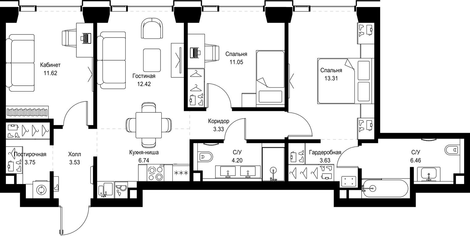 3-BD Apartment Sale, 80.04平方米 at SET, Vereyskaya Street, Moscow, Russia #1