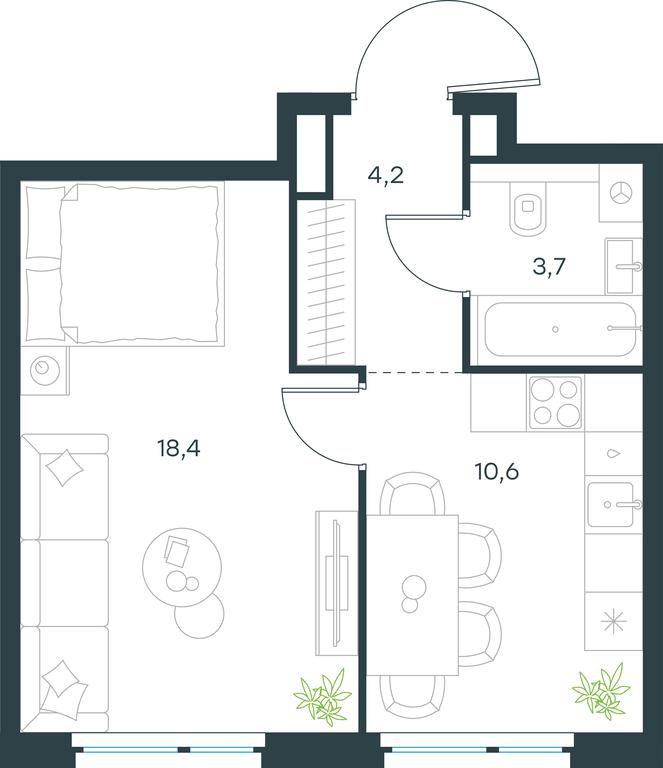Apartment Sale, 36.9 sq. m. at Level Michurinskiy, Озёрная улица, вл1, Москва, Россия #1 Apartment Sale, 36.9 sq. m. at Level Michurinskiy, Озёрная улица, вл1, Москва, Россия #1