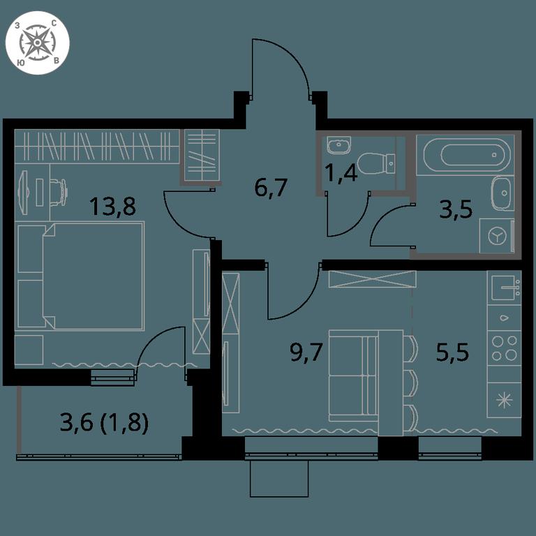 Продажа 2-комн. квартиры, 42,4 м² в ЖК «Первый Шереметьевский», Комсомольская улица, 16, Химки, Московская область, Россия #1