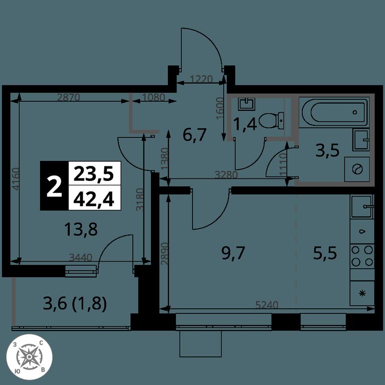 Продажа 2-комн. квартиры, 42,4 м² в ЖК «Первый Шереметьевский», Комсомольская улица, 16, Химки, Московская область, Россия #2