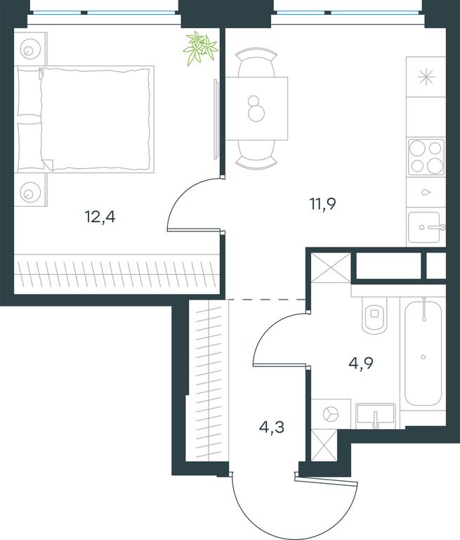 Apartment Sale, 33.5平方米 at Level Michurinskiy, Озёрная улица, вл1, Москва, Россия #1