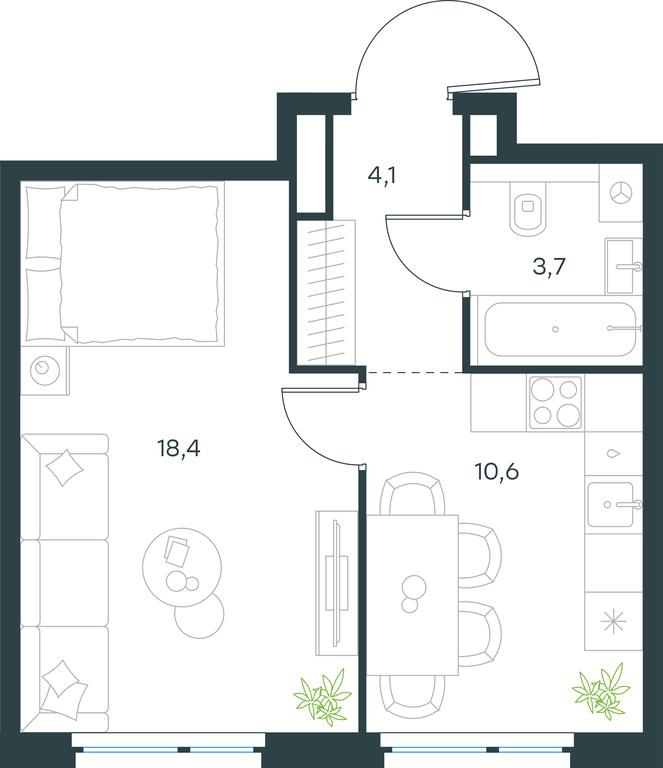 Apartment Sale, 36.8平方米 at Level Michurinskiy, Озёрная улица, вл1, Москва, Россия #1 Apartment Sale, 36.8平方米 at Level Michurinskiy, Озёрная улица, вл1, Москва, Россия #1