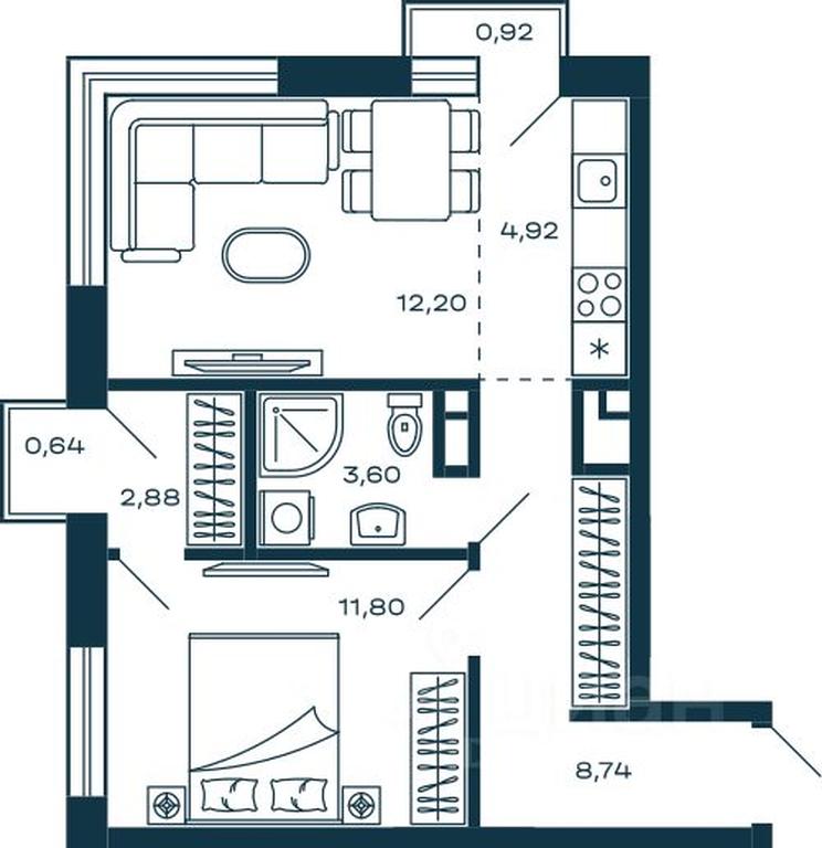 Apartment Sale, 44.61 sq. m. at M-5, Tsentralnaya ulitsa, Krasnogorsk, Moscow Region, Russia #1