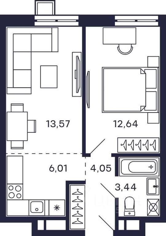 Apartment Sale, 39.71平方米 at Tetris, Zheleznodorozhny pereulok, Krasnogorsk, Moscow Region, Russia #2