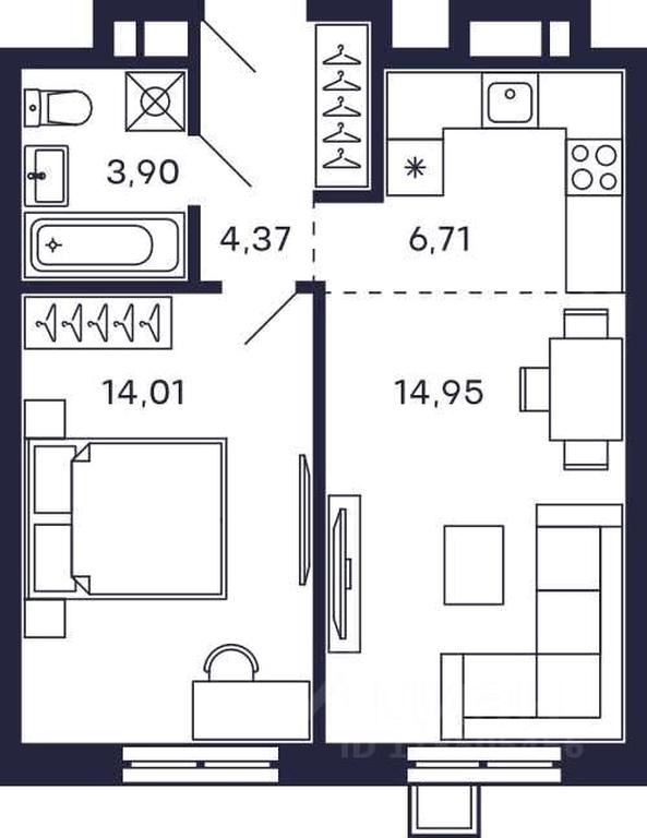 Apartment Sale, 43.94 sq. m. at Tetris, Zheleznodorozhny pereulok, Krasnogorsk, Moscow Region, Russia #2