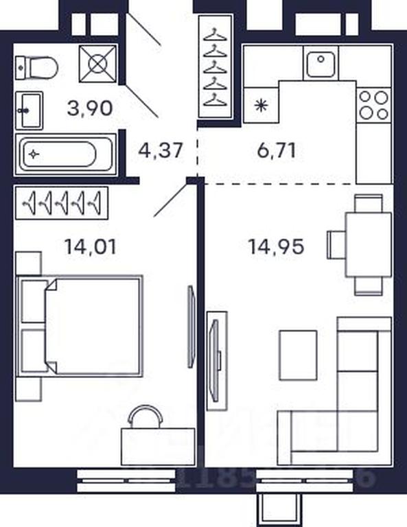 Apartment Sale, 43.94 sq. m. at Tetris, Zheleznodorozhny pereulok, Krasnogorsk, Moscow Region, Russia #1