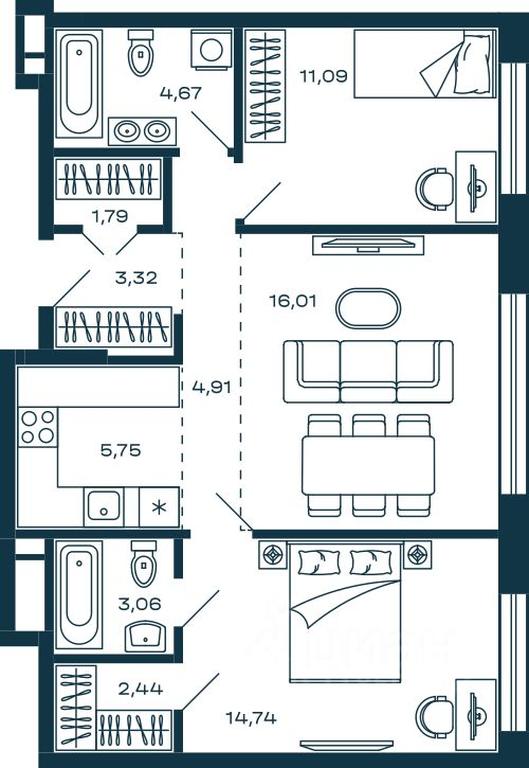 1-BD Apartment Sale, 67.78 sq. m. at M-5, Tsentralnaya ulitsa, Krasnogorsk, Moscow Region, Russia #1