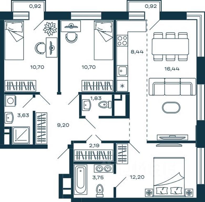 2-BD Apartment Sale, 79.64平方米 at M-5, Tsentralnaya ulitsa, Krasnogorsk, Moscow Region, Russia #1