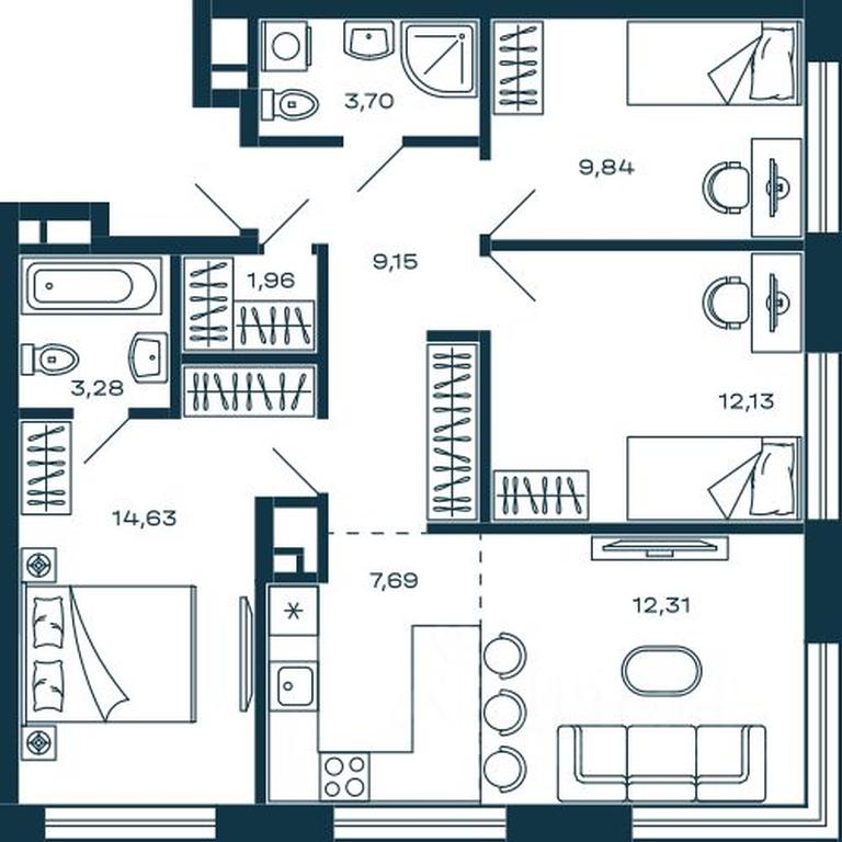 2-BD Apartment Sale, 74.69 sq. m. at M-5, Tsentralnaya ulitsa, Krasnogorsk, Moscow Region, Russia #1 2-BD Apartment Sale, 74.69 sq. m. at M-5, Tsentralnaya ulitsa, Krasnogorsk, Moscow Region, Russia #1