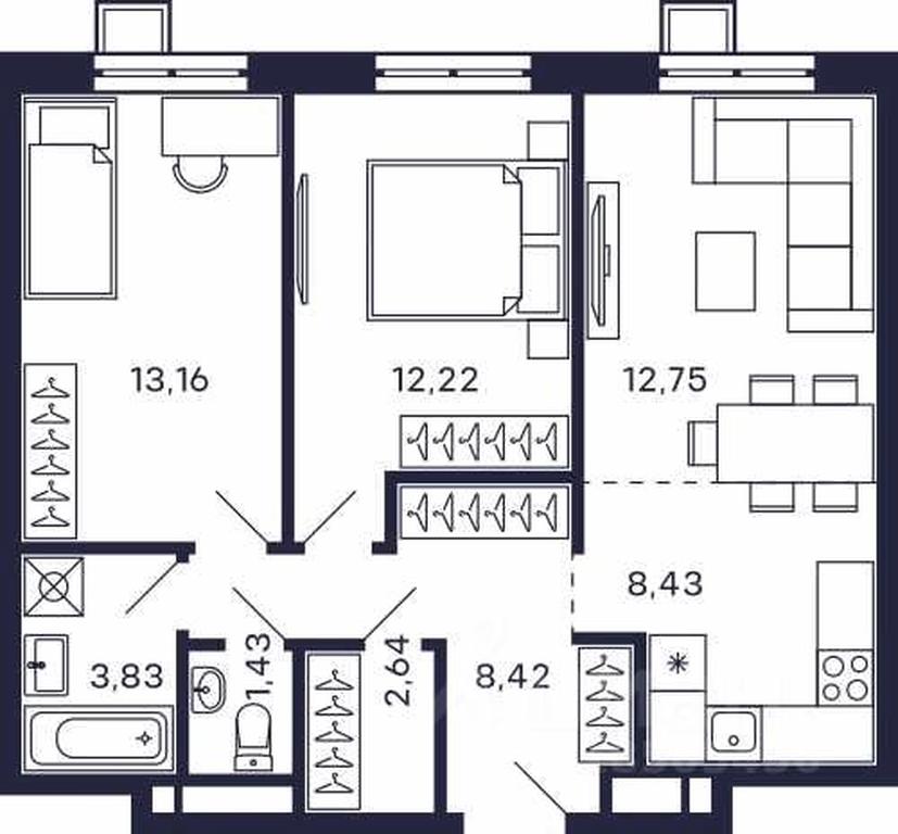 1-BD Apartment Sale, 62.88 sq. m. at Tetris, Zheleznodorozhny pereulok, Krasnogorsk, Moscow Region, Russia #2