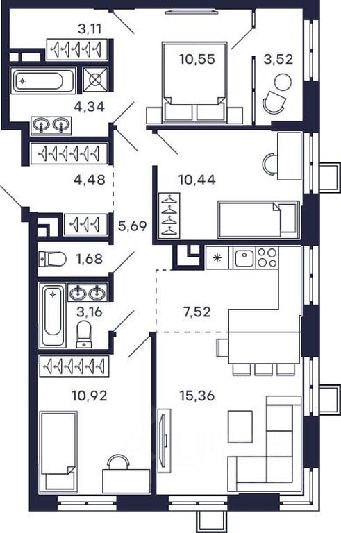 2-BD Apartment Sale, 80.77 sq. m. at Tetris, Zheleznodorozhny pereulok, Krasnogorsk, Moscow Region, Russia #1 2-BD Apartment Sale, 80.77 sq. m. at Tetris, Zheleznodorozhny pereulok, Krasnogorsk, Moscow Region, Russia #1