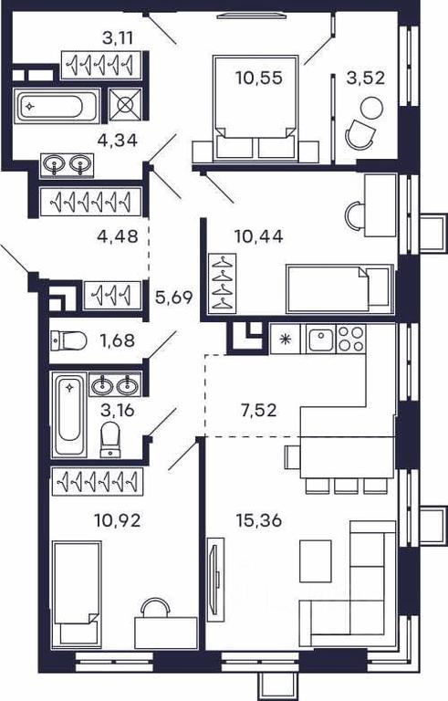 2-BD Apartment Sale, 80.77 sq. m. at Tetris, Zheleznodorozhny pereulok, Krasnogorsk, Moscow Region, Russia #2 2-BD Apartment Sale, 80.77 sq. m. at Tetris, Zheleznodorozhny pereulok, Krasnogorsk, Moscow Region, Russia #2