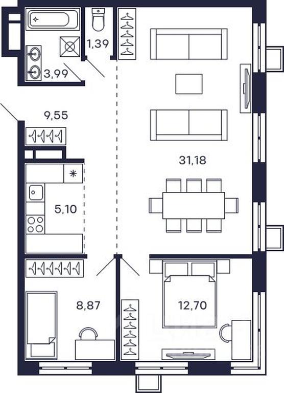 1-BD Apartment Sale, 71.29平方米 at Tetris, Zheleznodorozhny pereulok, Krasnogorsk, Moscow Region, Russia #1