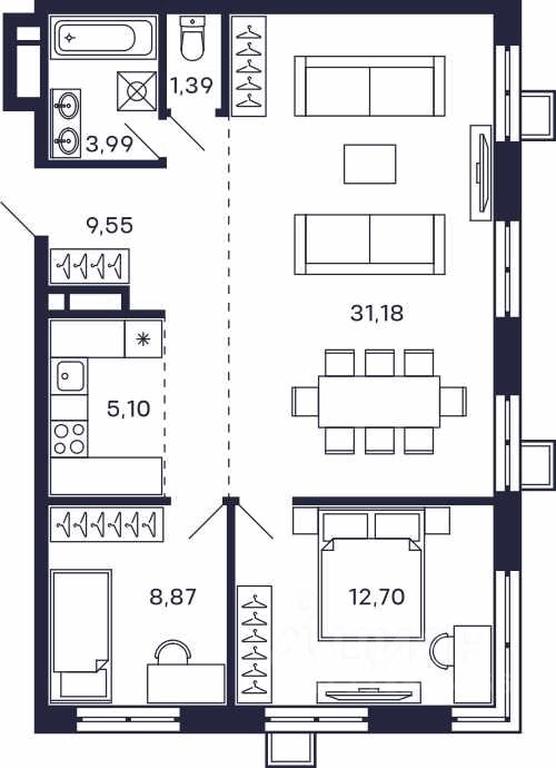 1-BD Apartment Sale, 71.29平方米 at Tetris, Zheleznodorozhny pereulok, Krasnogorsk, Moscow Region, Russia #2
