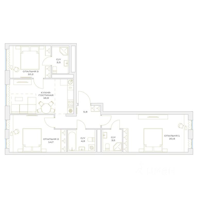 3-BD Apartment Sale, 80.2 sq. m. at Detali, zhiloy kompleks Detali, Maryino Settlement, Filimonkovskoye Municipal Formation, Moscow, Russia #1 3-BD Apartment Sale, 80.2 sq. m. at Detali, zhiloy kompleks Detali, Maryino Settlement, Filimonkovskoye Municipal Formation, Moscow, Russia #1