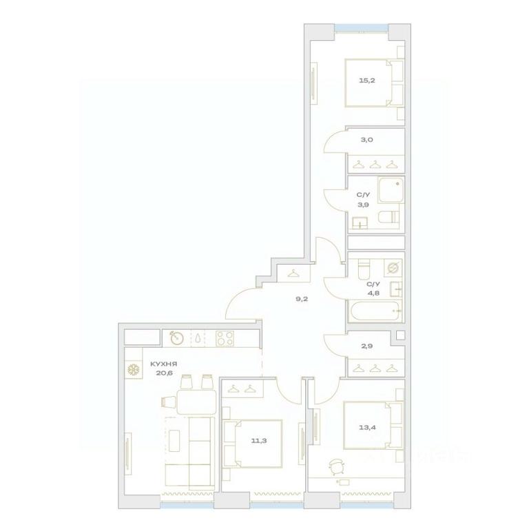 3-BD Apartment Sale, 84.3 sq. m. at Detali, zhiloy kompleks Detali, Maryino Settlement, Filimonkovskoye Municipal Formation, Moscow, Russia #1 3-BD Apartment Sale, 84.3 sq. m. at Detali, zhiloy kompleks Detali, Maryino Settlement, Filimonkovskoye Municipal Formation, Moscow, Russia #1