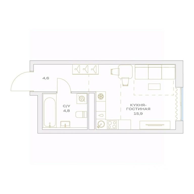Apartment Sale, 25.3平方米 at Detali, zhiloy kompleks Detali, Maryino Settlement, Filimonkovskoye Municipal Formation, Moscow, Russia #1