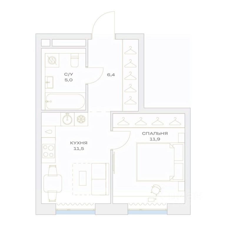 Apartment Sale, 34.8 sq. m. at Detali, zhiloy kompleks Detali, Maryino Settlement, Filimonkovskoye Municipal Formation, Moscow, Russia #1