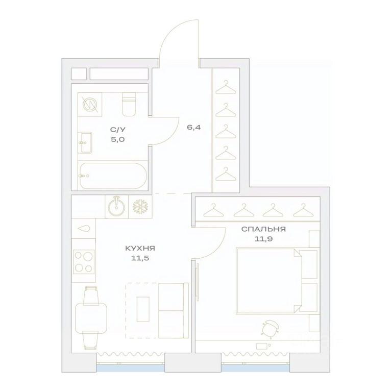 Apartment Sale, 34.8 sq. m. at Detali, zhiloy kompleks Detali, Maryino Settlement, Filimonkovskoye Municipal Formation, Moscow, Russia #1