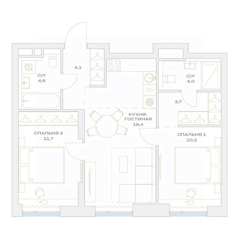 2-BD Apartment Sale, 57.7 sq. m. at Detali, zhiloy kompleks Detali, Maryino Settlement, Filimonkovskoye Municipal Formation, Moscow, Russia #1 2-BD Apartment Sale, 57.7 sq. m. at Detali, zhiloy kompleks Detali, Maryino Settlement, Filimonkovskoye Municipal Formation, Moscow, Russia #1