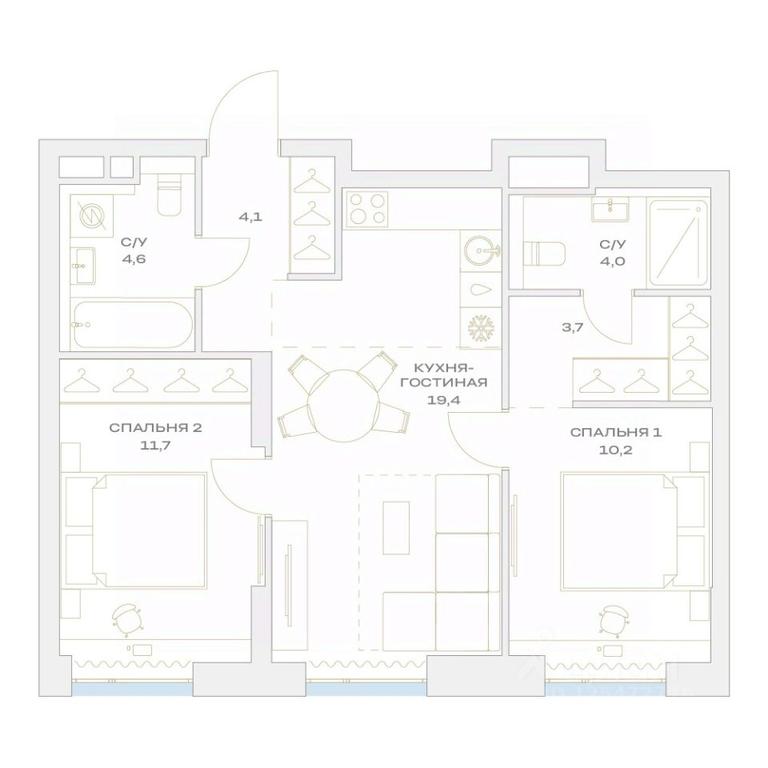 2-BD Apartment Sale, 57.7 sq. m. at Detali, zhiloy kompleks Detali, Maryino Settlement, Filimonkovskoye Municipal Formation, Moscow, Russia #1 2-BD Apartment Sale, 57.7 sq. m. at Detali, zhiloy kompleks Detali, Maryino Settlement, Filimonkovskoye Municipal Formation, Moscow, Russia #1