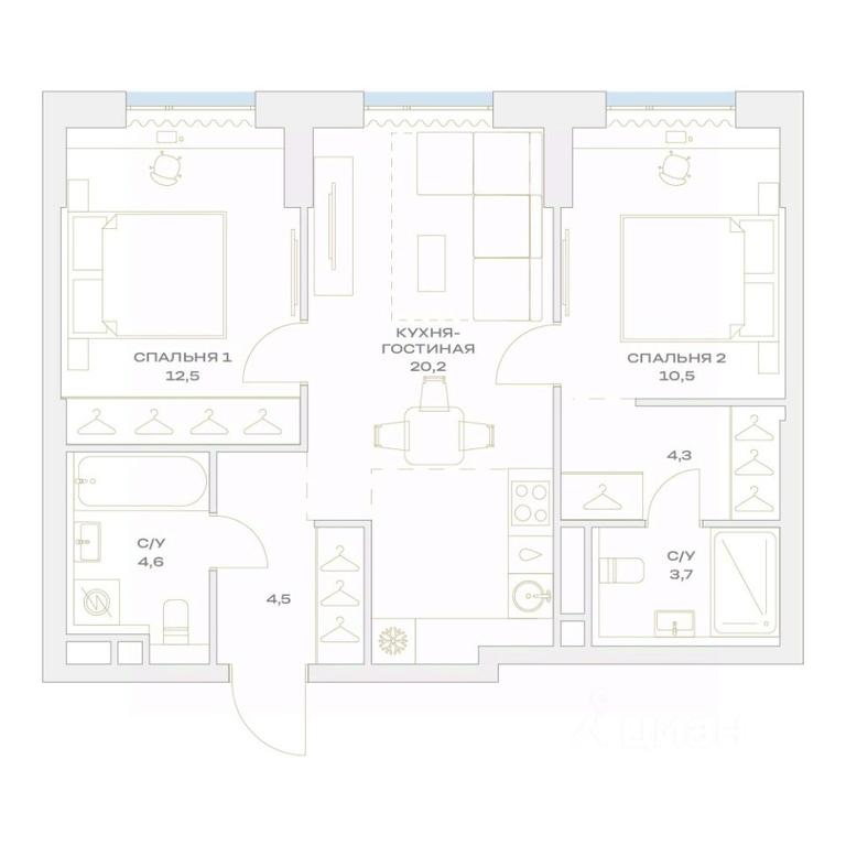 2-BD Apartment Sale, 60.3 sq. m. at Detali, zhiloy kompleks Detali, Maryino Settlement, Filimonkovskoye Municipal Formation, Moscow, Russia #1 2-BD Apartment Sale, 60.3 sq. m. at Detali, zhiloy kompleks Detali, Maryino Settlement, Filimonkovskoye Municipal Formation, Moscow, Russia #1