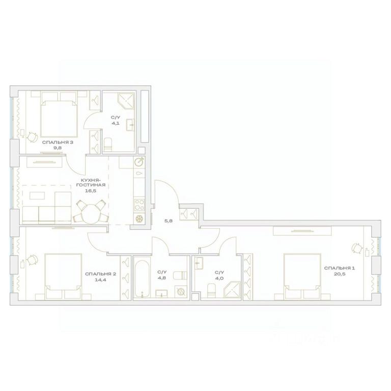 3-BD Apartment Sale, 79.9 sq. m. at Detali, zhiloy kompleks Detali, Maryino Settlement, Filimonkovskoye Municipal Formation, Moscow, Russia #1 3-BD Apartment Sale, 79.9 sq. m. at Detali, zhiloy kompleks Detali, Maryino Settlement, Filimonkovskoye Municipal Formation, Moscow, Russia #1