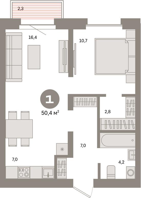 1-BD Apartment Sale, 50.4平方米 at Kvartal Metronom, Tagilskaya Street, Moscow, Russia #1