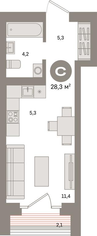 Apartment Sale, 28.3 sq. m. at Kvartal Metronom, Tagilskaya Street, Moscow, Russia #1