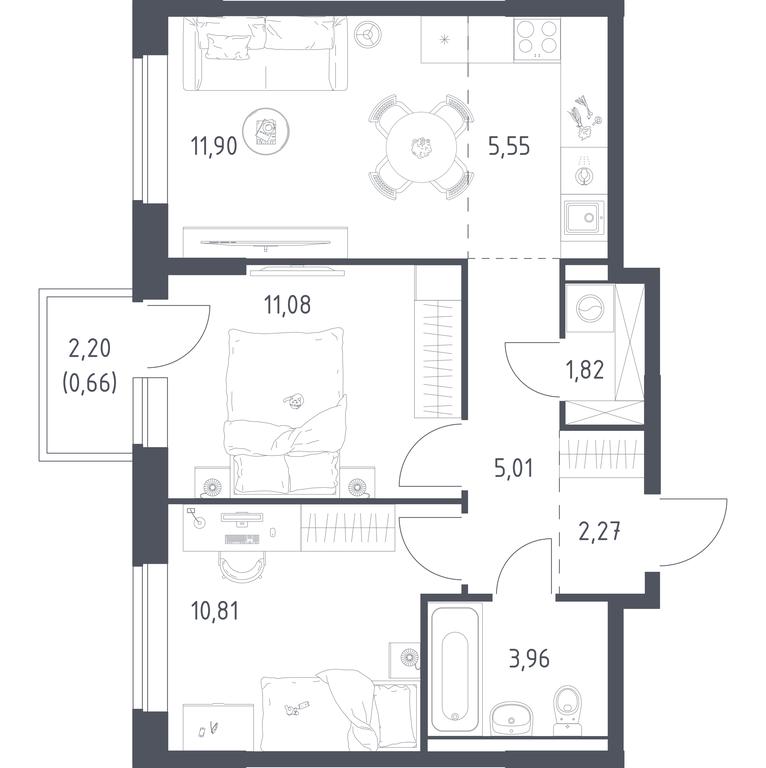 1-BD Apartment Sale, 53.06 sq. m. at Prigorod Lesnoe, Molodyozhny bulvar, 6, derevnya Misaylovo, Leninskiy City District, Moscow Region, Russia #1 1-BD Apartment Sale, 53.06 sq. m. at Prigorod Lesnoe, Molodyozhny bulvar, 6, derevnya Misaylovo, Leninskiy City District, Moscow Region, Russia #1