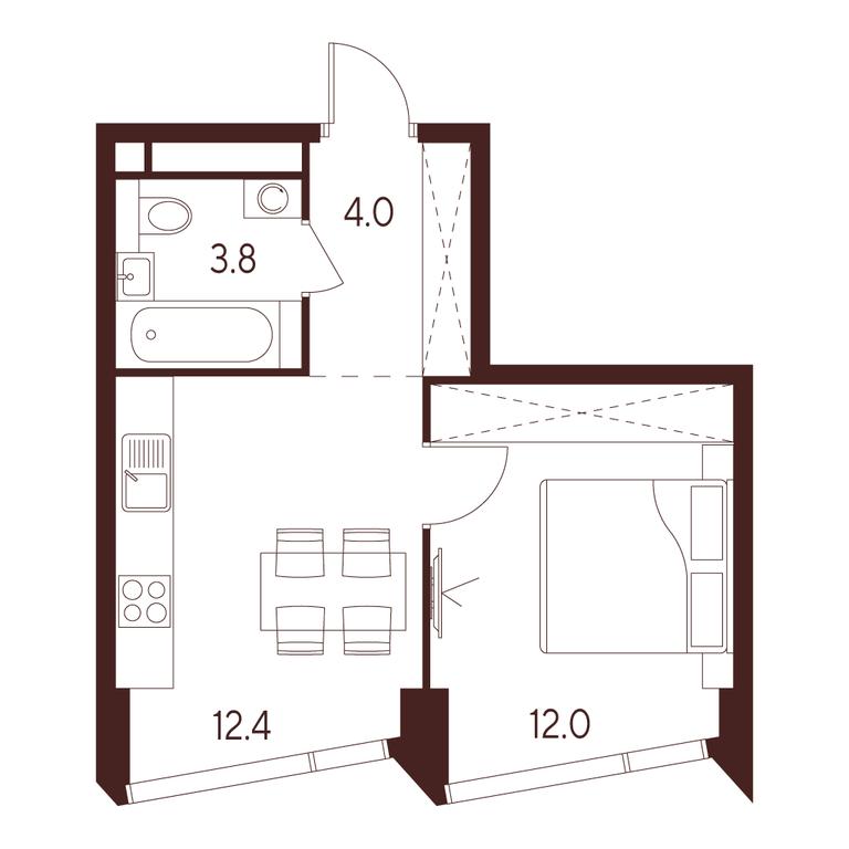 1-BD Apartment Sale, 32.2 sq. m. at INDY TOWERS (Indi Tauerz), Kuusinen Street, Moscow, Russia #1