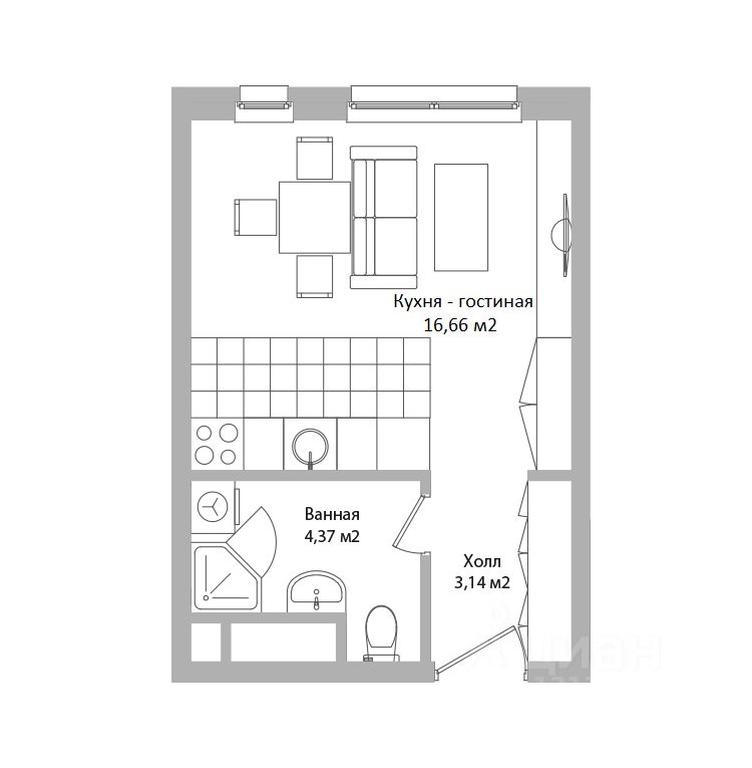 Apartment Sale, 24.2平方米 at po ul. Sukromka, Sukromka Street, Mytischi, Moscow Region, Russia #1